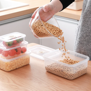 Container Makanan Set 4in1 Food Storage Box Set 4 in 1 Toples Premium / Tempat Penyimpanan Makanan Segi Di Kulkas Square Shape