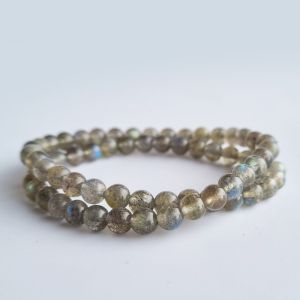 Labradorite 2-round bracelet DIY strand collection. Natural unheated crystal gemstone with Certificate of Authenticity