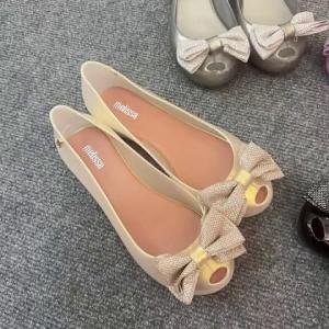 Melissa Official Store Women Shoes Fabric Bow Detail Flats Leaky Toe Flat Shoes Ballet Flats