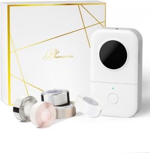 Label Maker with Tape 5Roll PaperPhomemo D30Wireless Label Printer Tape Included Multiple Templates Available for Phone Tablet Easy to Use Office Home Organization USB RechargeableWhite