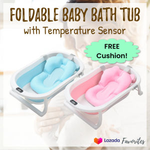SG Foldable Baby Bathtub with Temperature Sensor and Cushion