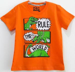 Kaos Dino Rule The World orange 1-6 tahun