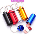 กล่องยายาพวงกุญแจอลูมิเนียม กล่องใส่ยาขนาดเล็กแบบพกพากันน้ำ Keychain Pill Box. 
