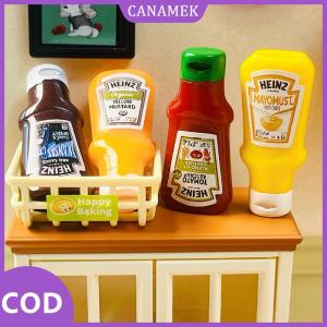 CANAMEK✨ 4 cái Dollhouse thu nhỏ nước sốt dâu tây mứt Jar nhà bếp phụ kiện thực phẩm cho búp bê nhà trang trí trẻ em Đồ chơi Quà tặng