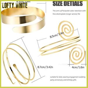 Lofty White Fashion Arm Bracelet for Women Girls Mental Open Upper Arm Bangle Bracelet Simple Adjustable Armlet Armband