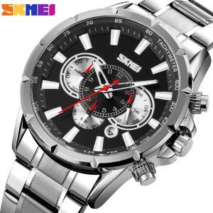 SKMEI Top Brand Fashion Sports Mens Watches Men Stopwatch Date Display Classic Waterproof Clock Mens Stainless Steel Quartz Watch