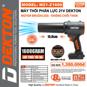 Máy thổi phản lực thổi lá thổi bụi dùng pin DEKTON M21-Z1600X / M21-Z1600 có điều chỉnh tốc độ gió