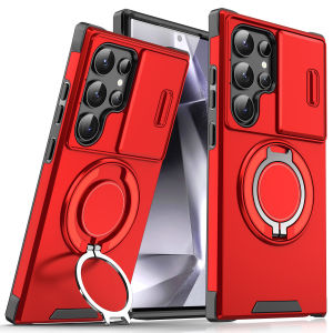 Magnetic Ring Shockproof Armor Case For Samsung Galaxy S24 Ultra S24+ Plus S 24 FE S24ultra 5G Slide Camera Protection Cover