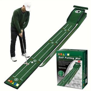 243.84cm Golf Putting Mat with Alignment Guides - Portable Indoor/Office Mini Golf Course Compact Design Durable ABS Material Ideal for MenS Golf Practice & Office Entertainment Golf AccessoriesSleek Sports Gear Sturdy Construction