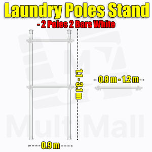 Laundry Pole Stand Drying Rack Height Adjustable Thickening Steel Tube Drying Rack Clothes No Drilling Needed Drying Rack Laundry Strong Bearing Capacity Room Space Utilization Wide Application Adjustable Poles and Mesh Tray