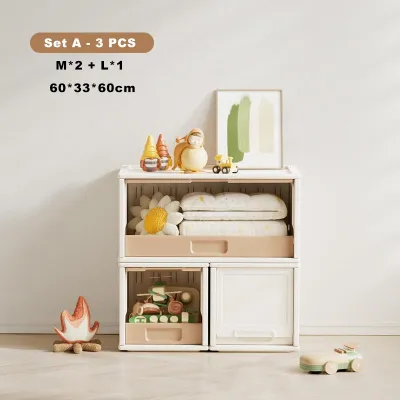 Stackable Storage Cabinet Childrens Toy Storage Cabinet DIY Combination Storage Box For Snacks & Book