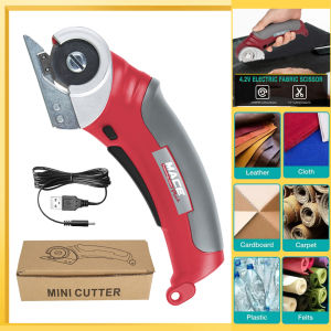 【100% Original】Rechargeable Electric Round Leather Scissor Electric Scissor Portable Cordless Paper Fabric Rotary Cloth Cutter Kit Cutting Tool