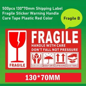 👉 READY STOCK 👉🇲🇾 500pcs 130*70mm Shipping Label Fragile Sticker Warning Handle Care Jualan Murah Simpanan Tape Plastic