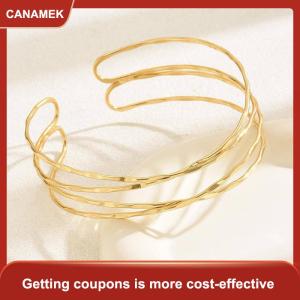 【CANAMEK 】 Multilayer Gold Color Cuff Bracelet For Women Punk Style Metal Bracelet Minist Design Ins Daily Wear Party Jewelry