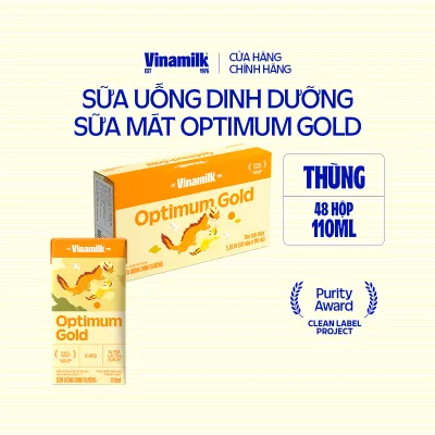 Thùng 48 hộp sữa bột pha sẵn Vinamilk Optimum Gold 110ml - Sữa nước hỗ trợ phát triển toàn diện chất lượng quốc tế (Sữa dành cho trẻ em trên 1 tuổi)
