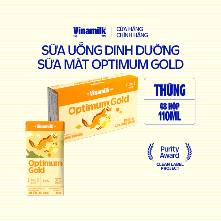 Thùng 48 hộp sữa bột pha sẵn Vinamilk Optimum Gold 110ml - Sữa nước hỗ ...