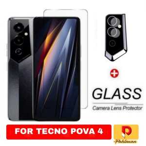 PROMO PAKET 2 IN 1 Tempered Glass TECNO POVA 4 / POVA 4 PRO / POVA NEO 2 Anti Gores Kaca Clear