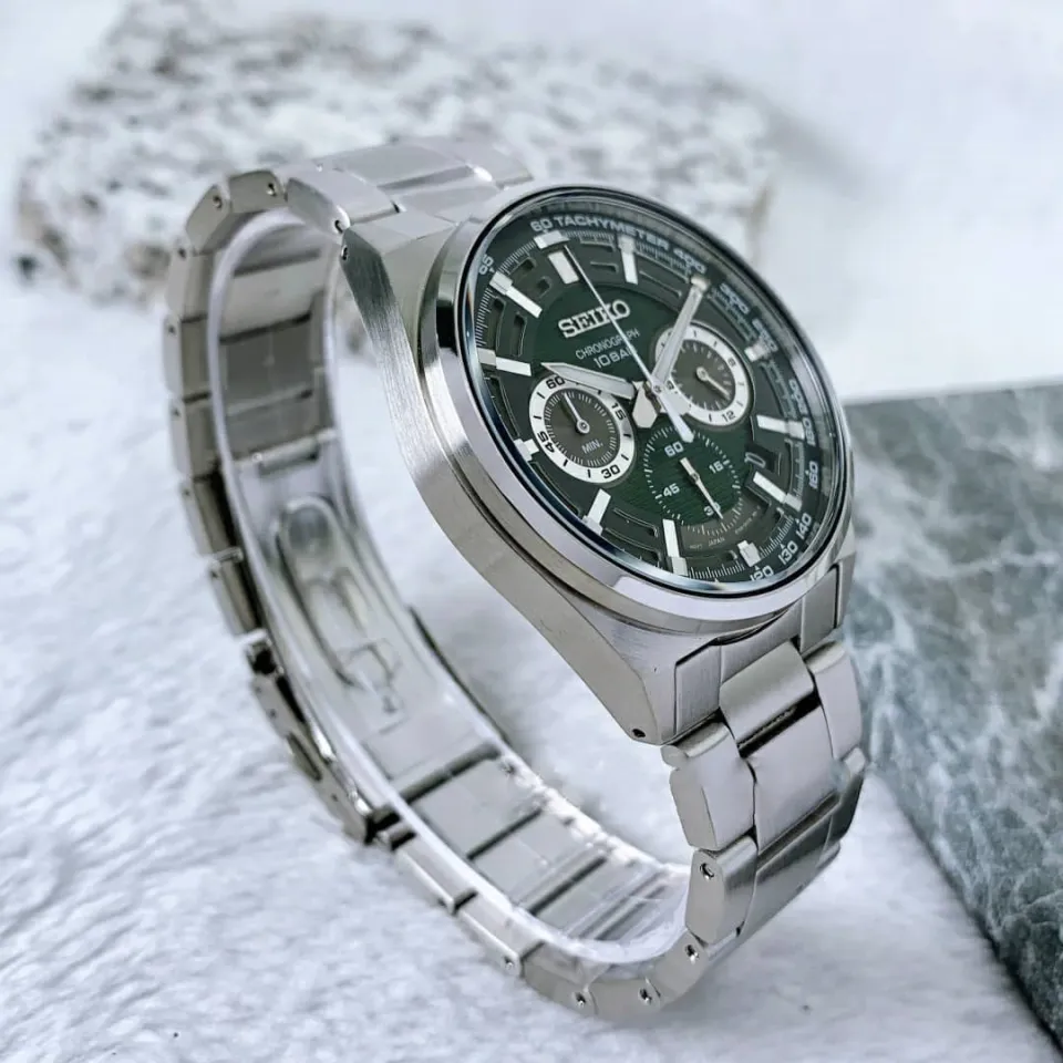 Seiko SSB405P1 Quartz Chronograph Green Dial Silver Tone Stainless