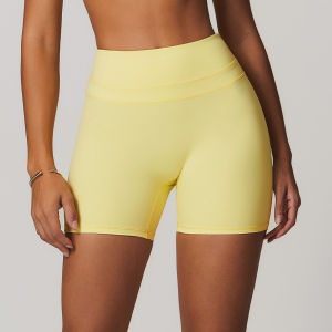 Zechuang European and American style brushed tight yoga shorts elastic high-waisted peach butt-lifting running fitness sports shorts 8863