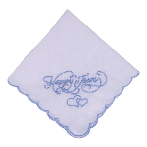 Embroidered Happy Tears Cotton Handkerchief Decorative Square Kerchief Wedding Gift Elegant Design Pocket Square