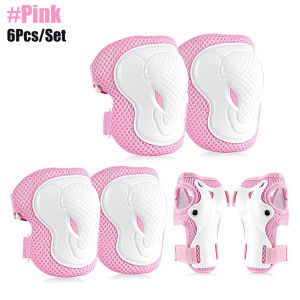 6Pcs/Set Kids Teens Knee Pads Elbow Pads Wrist Guards Protective Gear for Roller Skate Biking Riding Cycling Skating Scooter