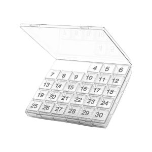 YERZ Transparent Monthly Pill Organizer Plastic Squeeze-to-Open Daily Medcine Container 4 Weeks One Month Pill Cases Waterproof 30 Day Pill Case for Vitamins
