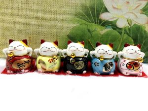 [HCM]Bộ 5 Mèo Sứ Thần Tài Maneki Neko Nhật Bản