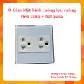 Ổ Cắm Mặt kính cường lực vuông viền vàng + hạt pana. 