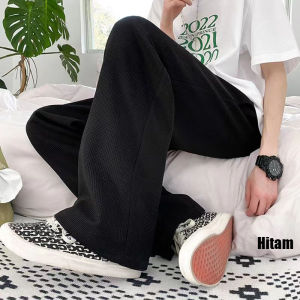 2023 baru  loose pants pria celana panjang celana olahraga korean style  hitam abu lurus highwaist Kain Wafel celana panjang bahan Tidak luntur celana Fashion Retro libby panjang polos  import premium training promo murah celana uang tunai pada pengiriman