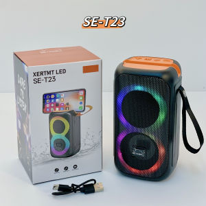 ลำโพงพกพา SE-T23 ตัวเล็กสะดุดตา หลากหลายฟัง ก์ชั่น ดีไซน์สวยงาม พร้อมไฟ LED Speaker ขาตั้งก
