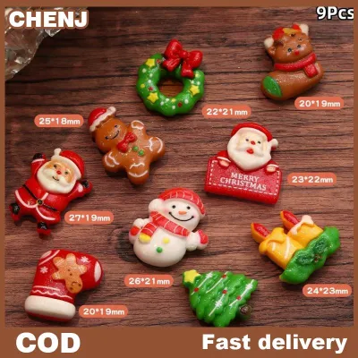 CHENJ 8 9 cái Nhựa Giáng Sinh Tủ Lạnh Nam Châm Phim Hoạt Hình Santa Claus Snowman Giáng Sinh Cây Nam Châm Tủ Lạnh Trang Trí Năm Mới Quà Tặng