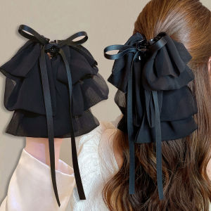 Korean Fashion Large Bow Hair Clip Chiffon Ribbon Grab Claw for Women Girls Hair Accessories