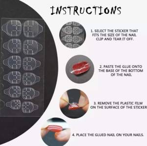 Luckin Mall 24 pcs Clear Fake Nails Sticker Double-Sided Adhesive Tabs for False Nails