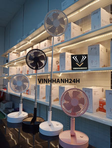 Quạt P9S: Sạc Tích Điện Có (Điều Khiển Từ Xa) Pin 7200 MaH Thời Gian Sử Dụng 5 - 12H