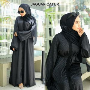 gamis hitam ori jaguar catur by sabella abaya