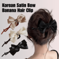 Korean Satin Bow Banana Hair Clip Elegant Ribbon Hair Clip Women Hair Accessories Daily & Office Wear 韩式缎面蝴蝶结香蕉夹优雅发饰女士发夹. 