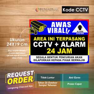 STIKER AREA INI DIPANTAU CCTV 24 JAM + LAMINASI KODE CCTV BIRU HITAM