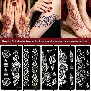 YEAHAP Mehndi Stickers Henna Tattoo Stencil Stickers Legs Arm Lace Fake Tattoo Body Art Sticker Fashion Wedding Tool Henna Tattoo Decals Women/Lady
