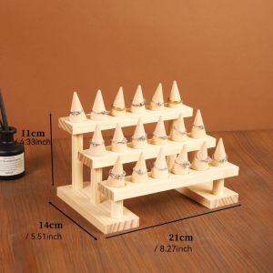 CHUN053634 Gỗ Giá đỡ trưng bày nhẫn Hình nón 2/3/4 lớp Người tổ chức nhẫn  Đa chức năng Khay đựng nhẫn Cửa hàng trang sức
