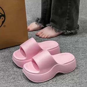 [Free Shipping] Womens high-heeled slippers for summer new thick-soled EVA slippers soft-soled home sandals