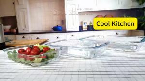 Microwaveable Glass Baking Dish Glass Pan Cooking Kitchen Glassware 1.0/1.5L/2.2L/3L With Handle