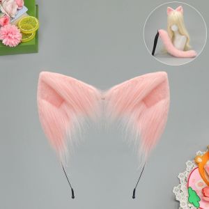 INVADER Plush Cat Ear Headband Realistic Handmade Furry Cat Tail Set Lolita Animal Ears Hair Band Party Props