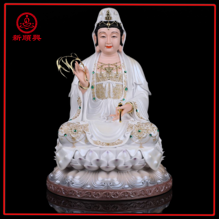 【翌日発送可能】 16寸仿瓷观音菩萨/实心神像/白衣/蓝衣/粉衣/白衣描金/纳米珍珠漆 絵画/タペストリー