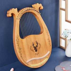16/19 String Wooden Lyre Harp Resonance Box Musical Instrument with Tuning Wrench & 3 Picks
