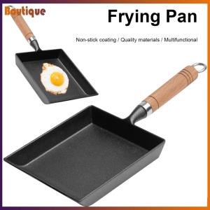 กระทะเหล็กหล่อสำหรับทอดไข่ไม่ติดพื้นผิวญี่ปุ่น ขนาด 20 ซม เหมาะสำหรับทำอาหารเช้า สีดำทนทาน