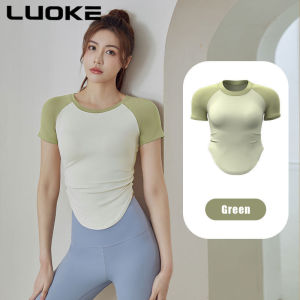 Luokeเสื้อยืดผู้หญิงตาข่ายออกแบบระบายอากาศแห้งเร็วแห้งดูดซับความชื้นกำจัดเหงื่อสบายกลับกลวงโยคะวิ่งออกกำลังกายเสื้อยืด