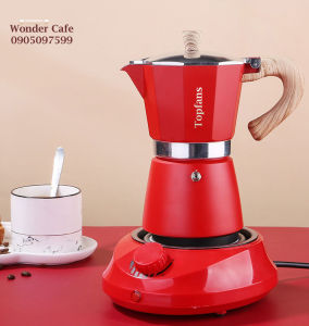 Bình pha cà phê moka Topfans 150ml kiểu Ý kèm bếp điện