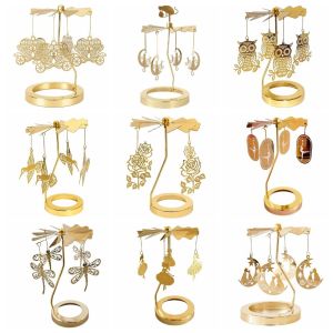 MYTHIS Candlestick Ornament Rotating Candle Holder Christmas Halloween Decor Metal Candle Spinner Creative Elegant Candle Carousel Topper Romantic Home Decor