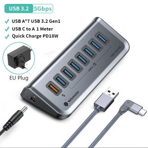 Yottamaster 5Gbps usb3.2 Gen1 loại C HUB sạc nhanh pd18w USB C HUB Bộ chuyển đổi tốc độ cao đa chức năng mở rộng trạm nối cho MacBook Air M1 M2 máy tính bảng máy tính