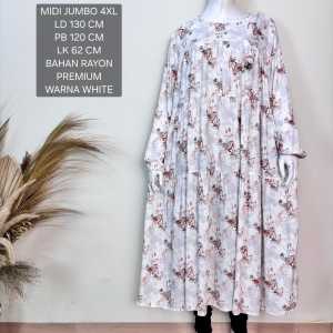 Midi Dress Super Jumbo LD 130 CM Motif Bunga Kekinian Dan Terbaru